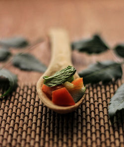 Close-up of fruit in plate on table