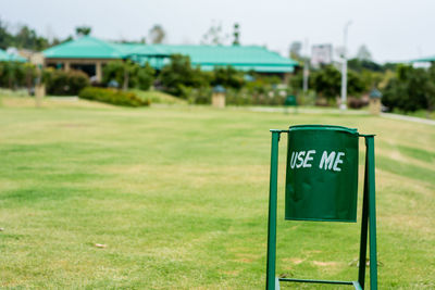 Information sign on field