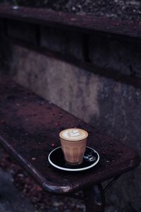 High angle view of coffee on table