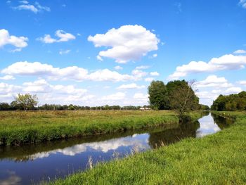 Scenic view of a little river against sky