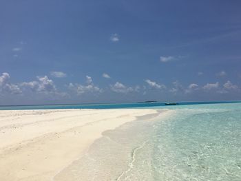 Scenic view of sea against blue sky