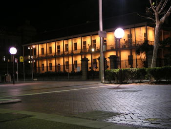 Illuminated street light at night