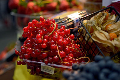 Close-up of strawberry for sale in market
