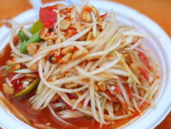 Close-up of noodles in bowl