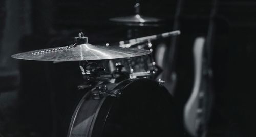 Close-up of cymbal with drum kits