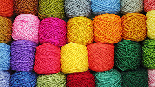Full frame shot of colorful wools