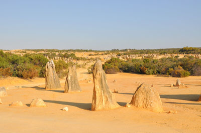 Scenic view of desert against clear sky