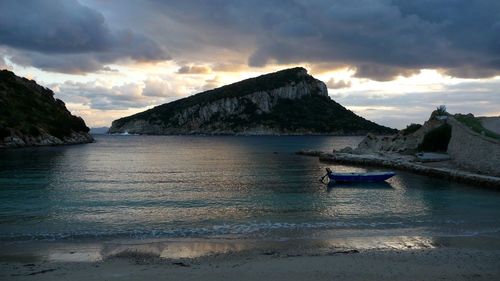 Scenic view of sea against cloudy sky