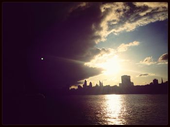 Silhouette of buildings at sunset