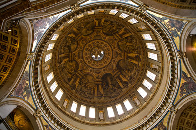 Low angle view of ceiling of historic church