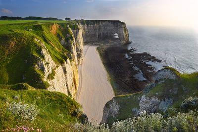 Close-up of cliffs against sky