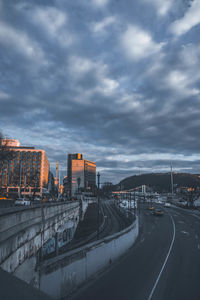 High angle view of cityscape against sky