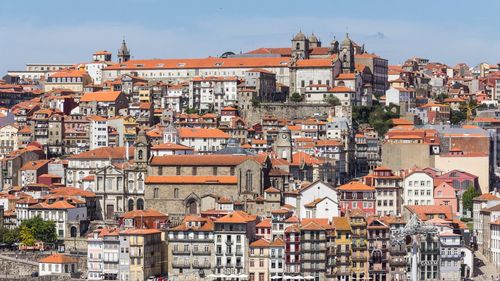 View of residential district against sky