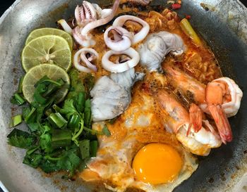 High angle view of seafood