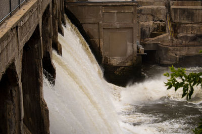 Water splashing on dam