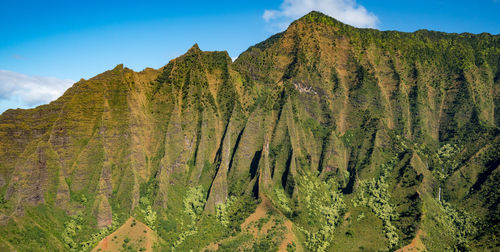 Panoramic view of landscape and mountains against sky