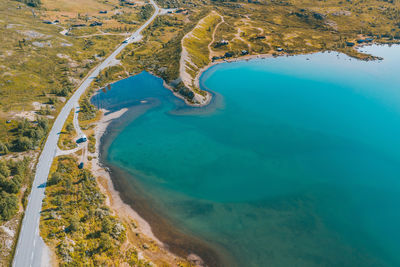 High angle view of sea shore