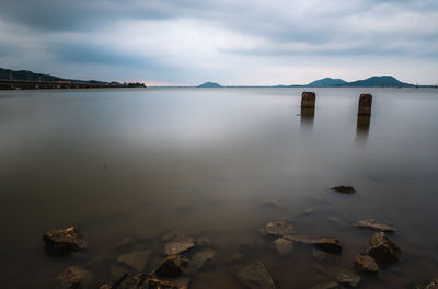 Scenic view of lake against sky