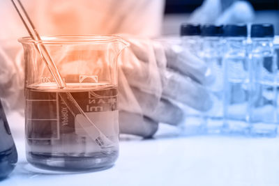 Close-up of scientist working in laboratory