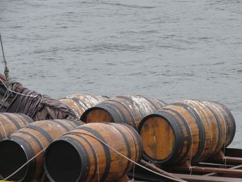 Wood crates near water