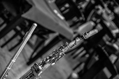 High angle view of piano keys