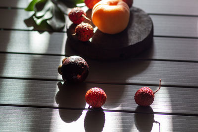 Close-up of fruits on table