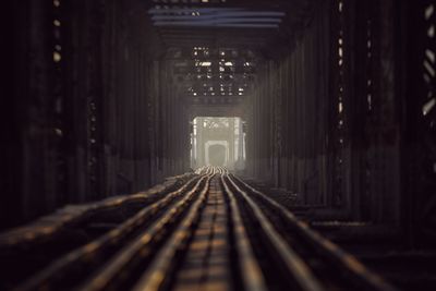 Surface level of railroad tracks in tunnel