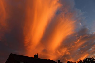 Low angle view of silhouette buildings against sky during sunset