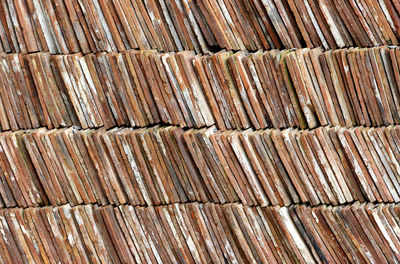 Full frame shot of roof tiles stacks