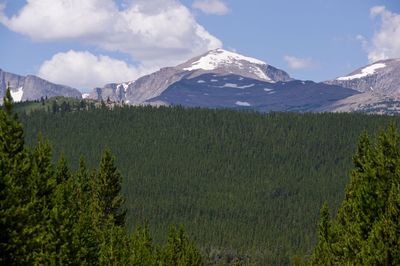 Scenic view of landscape and mountains against sky