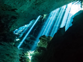 Low angle view of waterfall