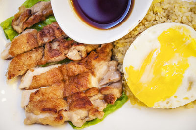 Close-up of served food in plate