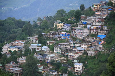 High angle view of buildings in city