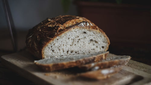 Close-up of chocolate cake on table