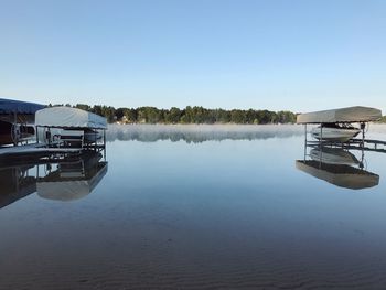 Scenic view of lake against clear sky