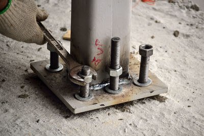 High angle view of chain