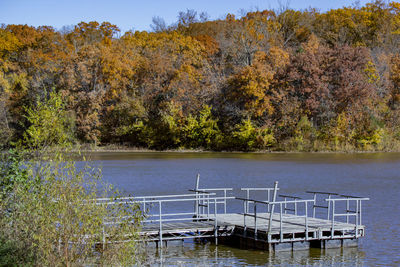 Scenic view of lake by trees during autumn