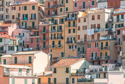 Full frame shot of residential buildings in city