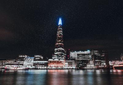 City lit up at night