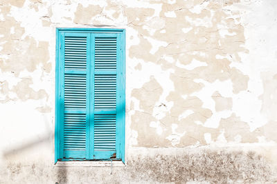 Close-up of blue wall