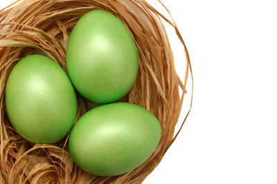 Close-up of eggs in basket