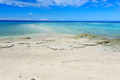 Scenic view of sea against blue sky