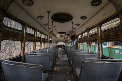 Interior of abandoned train