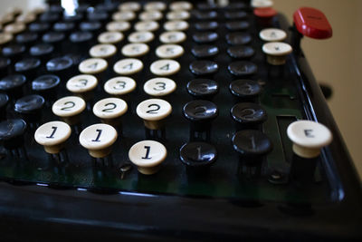 High angle view of computer keyboard on table