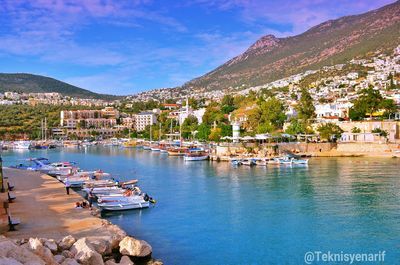 Scenic view of boats in sea