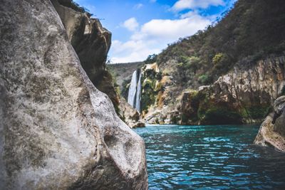 Scenic view of waterfall