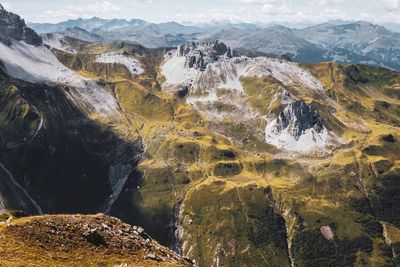 Aerial view of snowcapped mountains