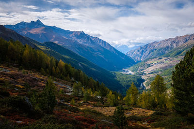 Scenic view of mountains against sky