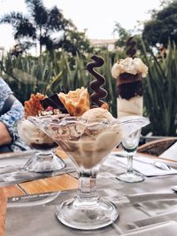 Close-up of ice cream on table