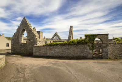 The ruins of the old st peters church in thurso, scottish highlands, uk